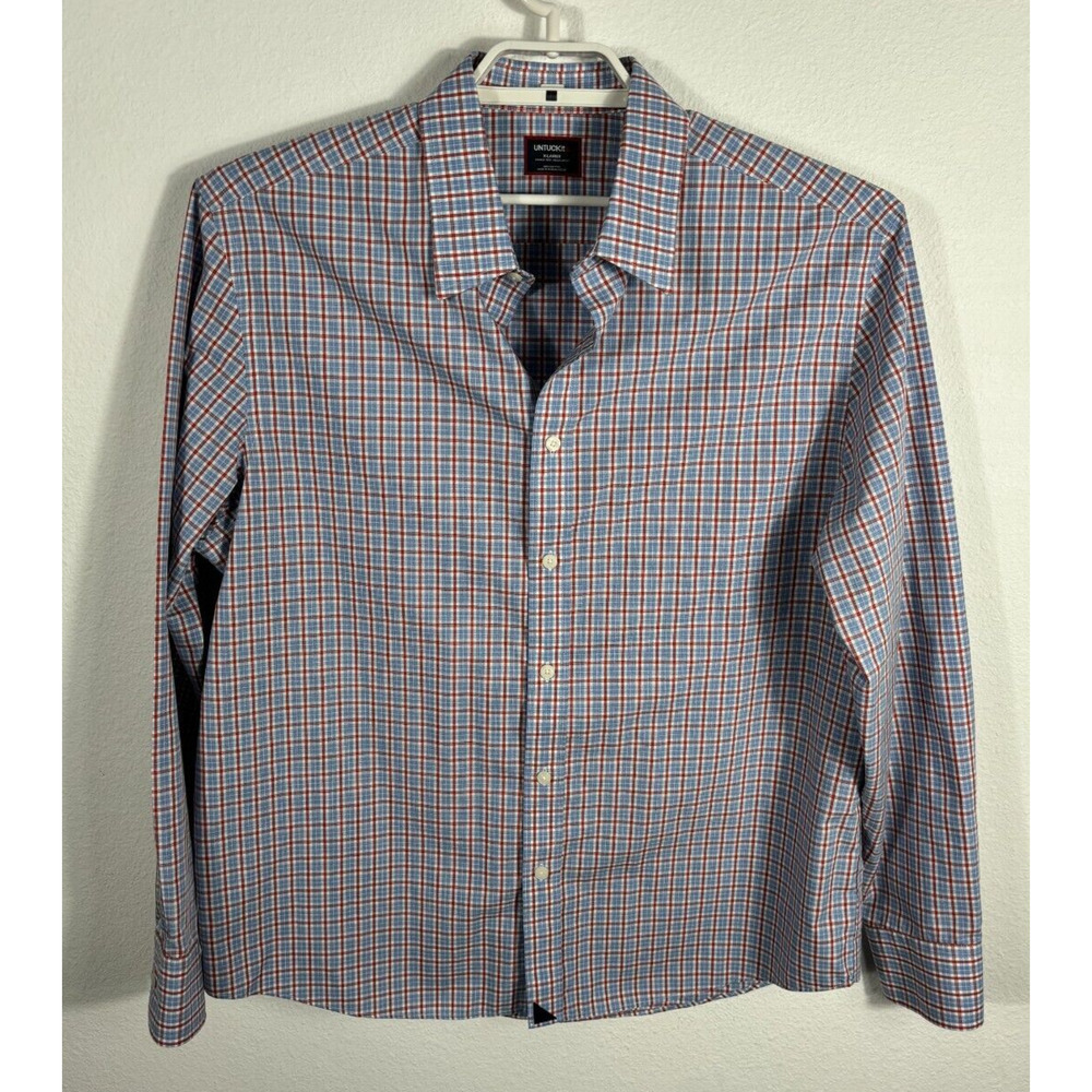 UNTUCKit Shirt Mens XL Plaid Multicolor Blue Red‎ Long Sleeve Cotton